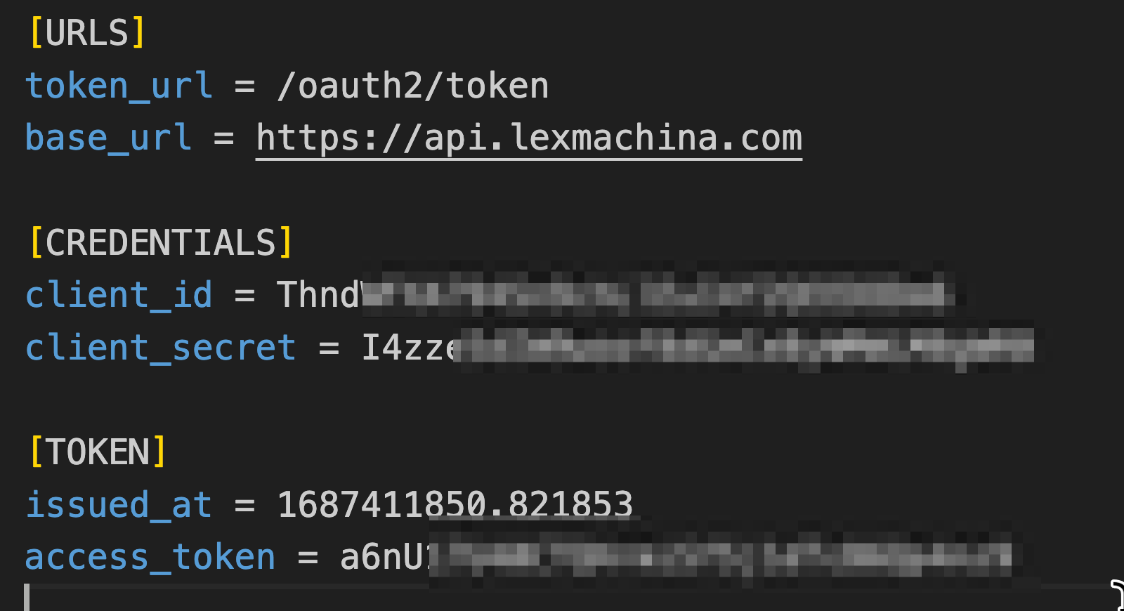ini file showing base_url=https://api.lexmachina.com